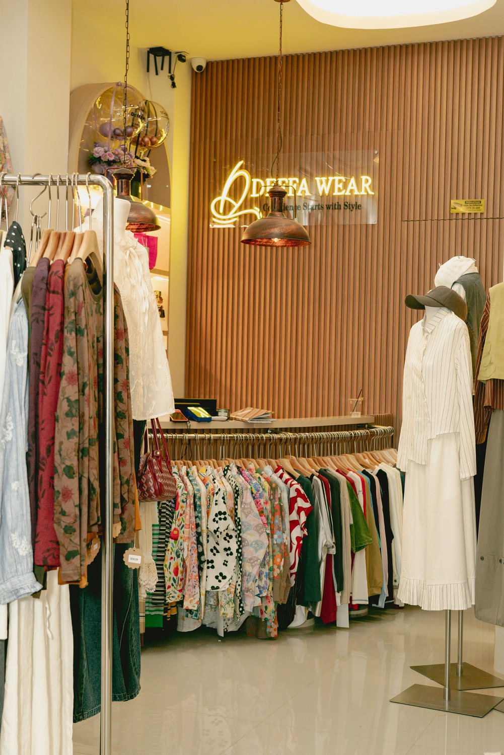 Looks femininos casuais em boutique